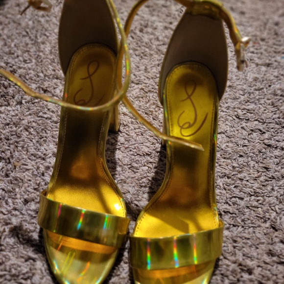 Sam Edelman Shiny Gold Heels - Picture 1 of 6
